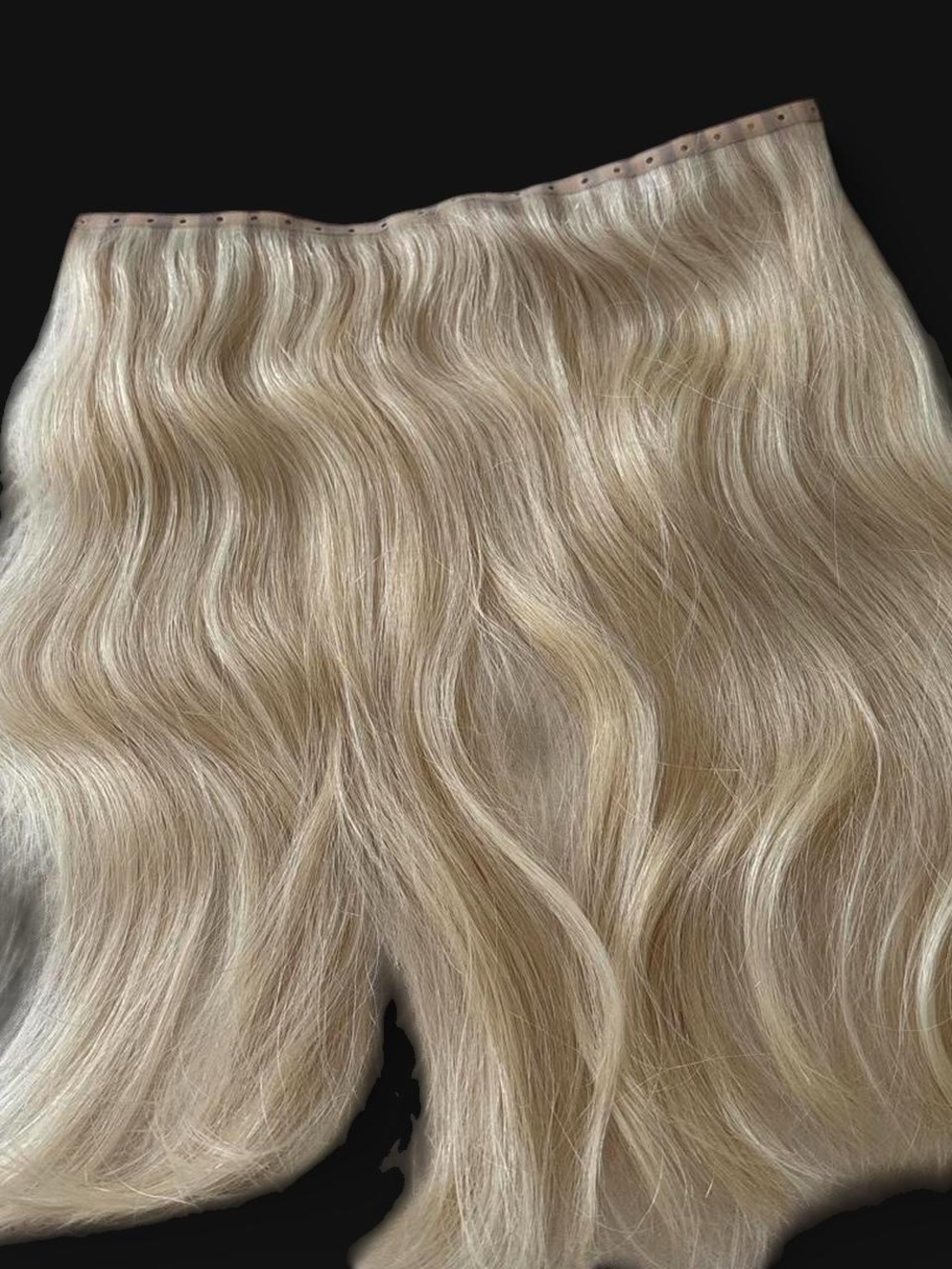 Blonde Wavy Weft Butterfly Human Hair Extension. Natural Light Blonde